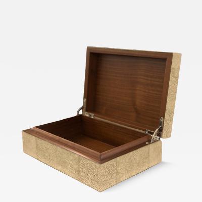 Sand Color Shagreen and Walnut Box