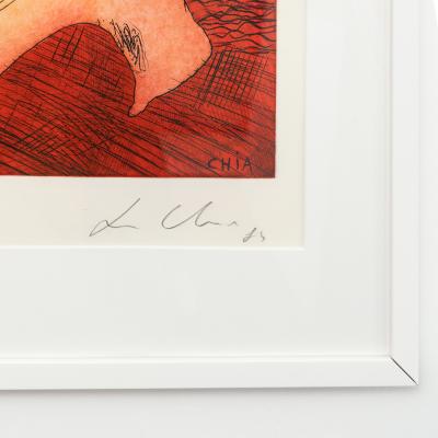Sandro Chia SANDRO CHIA AQUATINT PRINT IN RED YELLOW MAN SEA 1984