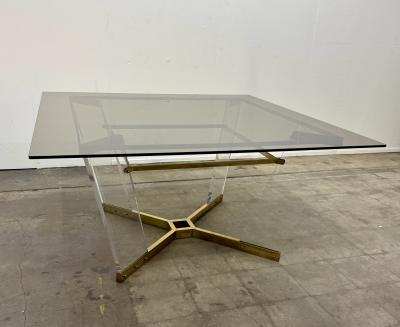 Sandro Petti Brass Lucite and Glass Dining Table Attributed to Sandro Petti Italy 1970s