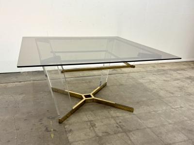 Sandro Petti Brass Lucite and Glass Dining Table Attributed to Sandro Petti Italy 1970s
