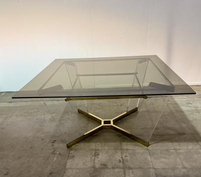 Sandro Petti Brass Lucite and Glass Dining Table Attributed to Sandro Petti Italy 1970s