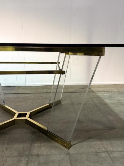 Sandro Petti Brass Lucite and Glass Dining Table Attributed to Sandro Petti Italy 1970s