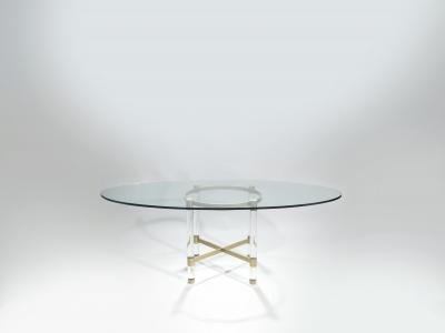 Sandro Petti Brass and lucite dining table by Sandro Petti for Metalarte 1970s