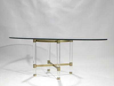 Sandro Petti Brass and lucite dining table by Sandro Petti for Metalarte 1970s