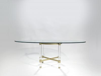 Sandro Petti Brass and lucite dining table by Sandro Petti for Metalarte 1970s
