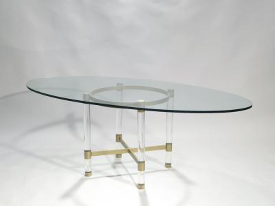 Sandro Petti Brass and lucite dining table by Sandro Petti for Metalarte 1970s
