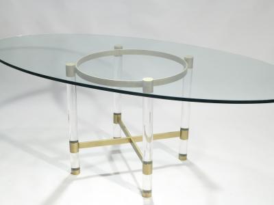 Sandro Petti Brass and lucite dining table by Sandro Petti for Metalarte 1970s