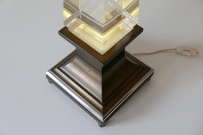 Sandro Petti Lucite Obelisk Table Lamp by Sandro Petti for Maison Jansen France 1970s