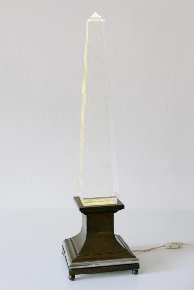 Sandro Petti Lucite Obelisk Table Lamp by Sandro Petti for Maison Jansen France 1970s
