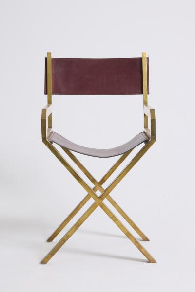 Sandro Petti Pair of Brass and Leather Armchairs by Sandro Petti 1929 2002 