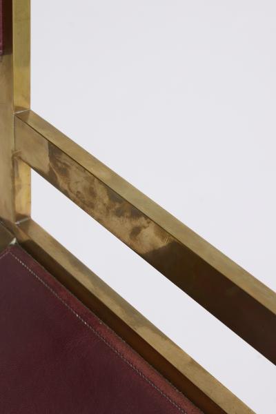 Sandro Petti Pair of Brass and Leather Armchairs by Sandro Petti 1929 2002 