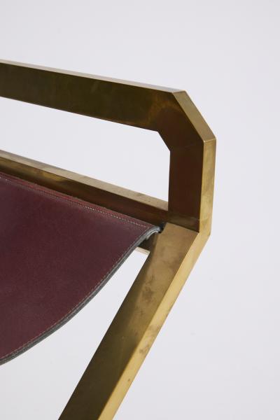 Sandro Petti Pair of Brass and Leather Armchairs by Sandro Petti 1929 2002 