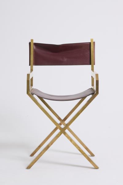 Sandro Petti Pair of Brass and Leather Armchairs by Sandro Petti 1929 2002 