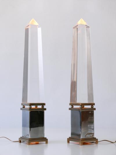 Sandro Petti Set of Two Lucite Obelisk Table Lamps by Sandro Petti for Maison Jansen France