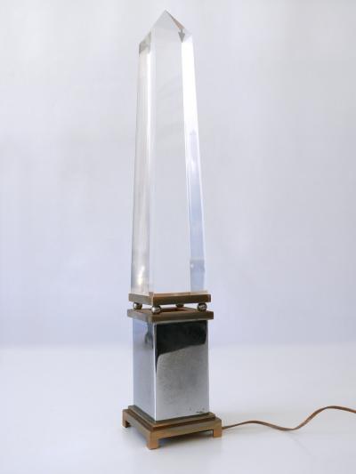 Sandro Petti Set of Two Lucite Obelisk Table Lamps by Sandro Petti for Maison Jansen France