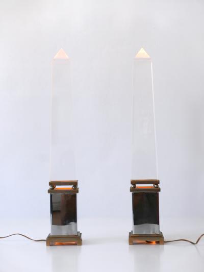 Sandro Petti Set of Two Lucite Obelisk Table Lamps by Sandro Petti for Maison Jansen France