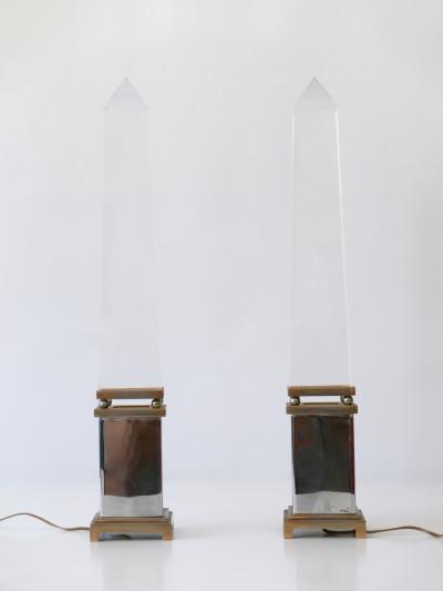 Sandro Petti Set of Two Lucite Obelisk Table Lamps by Sandro Petti for Maison Jansen France