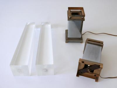 Sandro Petti Set of Two Lucite Obelisk Table Lamps by Sandro Petti for Maison Jansen France