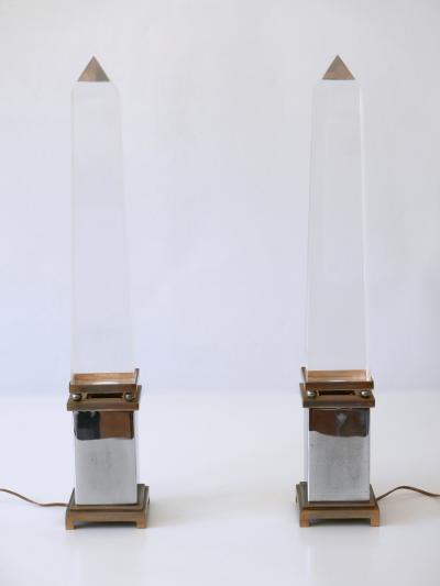 Sandro Petti Set of Two Lucite Obelisk Table Lamps by Sandro Petti for Maison Jansen France
