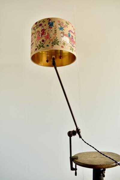 Sang Pil Bae 1920s O C White table lamp with cloth shade