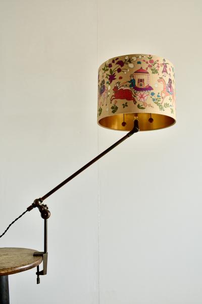 Sang Pil Bae 1920s O C White table lamp with cloth shade