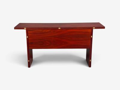 Sannemann Convertible Console or Dining Table Rosewood Brass Denmark 1970s