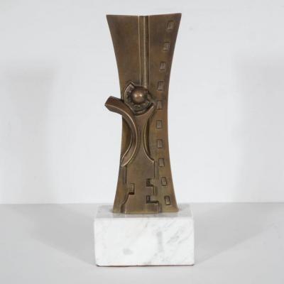 Sante Monachesi Mid Century Modern Sculpture in Patinated Bronze and Marble by S Monachesi