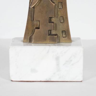 Sante Monachesi Mid Century Modern Sculpture in Patinated Bronze and Marble by S Monachesi
