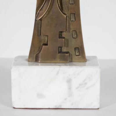 Sante Monachesi Mid Century Modern Sculpture in Patinated Bronze and Marble by S Monachesi