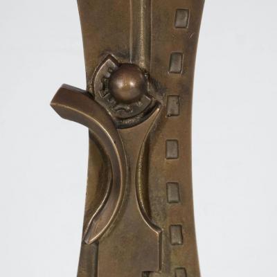 Sante Monachesi Mid Century Modern Sculpture in Patinated Bronze and Marble by S Monachesi