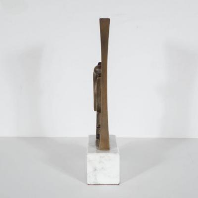 Sante Monachesi Mid Century Modern Sculpture in Patinated Bronze and Marble by S Monachesi