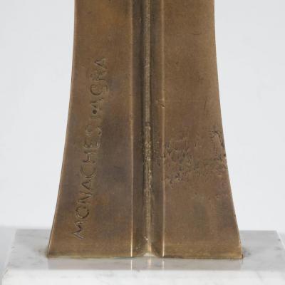 Sante Monachesi Mid Century Modern Sculpture in Patinated Bronze and Marble by S Monachesi