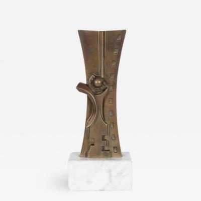 Sante Monachesi Mid Century Modern Sculpture in Patinated Bronze and Marble by S Monachesi