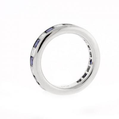 Sapphire and Diamond Channel Set Band Ring
