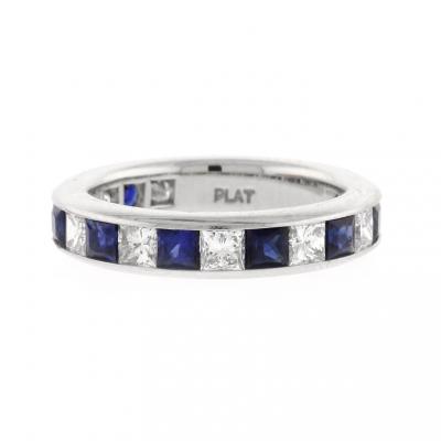 Sapphire and Diamond Channel Set Band Ring