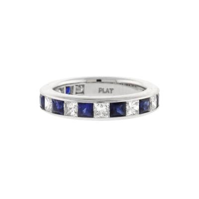 Sapphire and Diamond Channel Set Band Ring