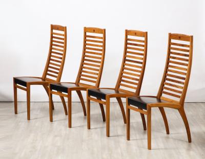 Sapporo Mobil Girgi Mobil Girgi Set of Four Ladder Back and Leather Dining Chairs Italy circa 1970