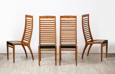 Sapporo Mobil Girgi Mobil Girgi Set of Four Ladder Back and Leather Dining Chairs Italy circa 1970