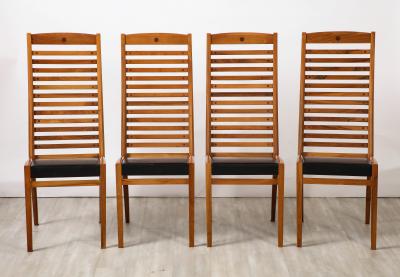 Sapporo Mobil Girgi Mobil Girgi Set of Four Ladder Back and Leather Dining Chairs Italy circa 1970