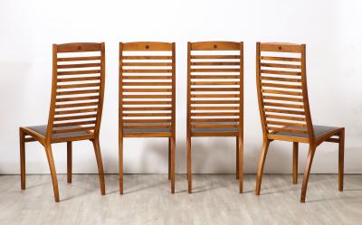 Sapporo Mobil Girgi Mobil Girgi Set of Four Ladder Back and Leather Dining Chairs Italy circa 1970
