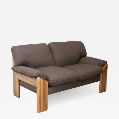 Sapporo Mobil Girgi Sapporo sofa brown two seater MidCentury in noble wood 1970s