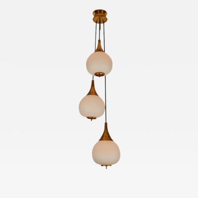 Sarfati Stilnovo 1950s bruno chiarini brass and glass chandelier for stilnovo