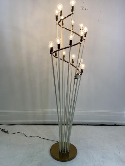 Sarfati Stilnovo MONUMENTAL MID CENTURY BRASS AND WHITE ENAMEL SPIRAL FLOOR LAMP