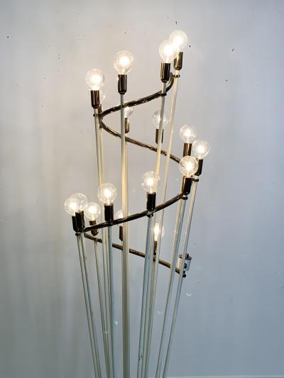 Sarfati Stilnovo MONUMENTAL MID CENTURY BRASS AND WHITE ENAMEL SPIRAL FLOOR LAMP