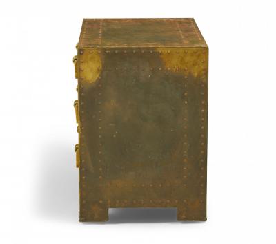 Sarreid Ltd Spanish High Style Brass Clad Strongbox Commode Bedside Table