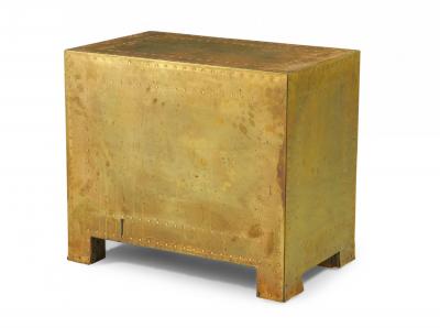 Sarreid Ltd Spanish High Style Brass Clad Strongbox Commode Bedside Table