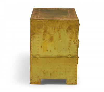 Sarreid Ltd Spanish High Style Brass Clad Strongbox Commode Bedside Table