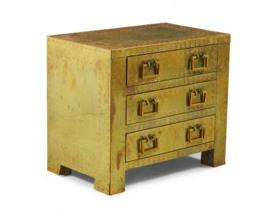 Sarreid Ltd Spanish High Style Brass Clad Strongbox Commode Bedside Table