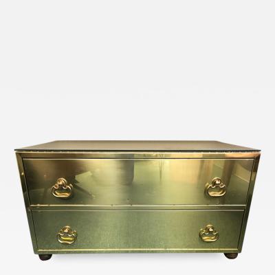 Brass Trunk Vintage Coffee or Cocktail Table, Copper Rivets, Signed Sarreid