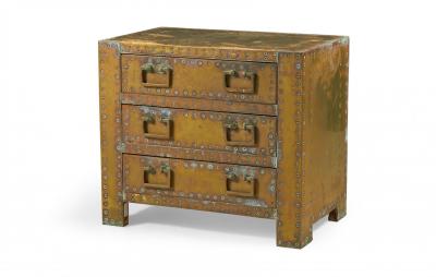 Sarried Ltd Sarreid Ltd Spanish High Style Brass Clad Strongbox Commode Bedside Table